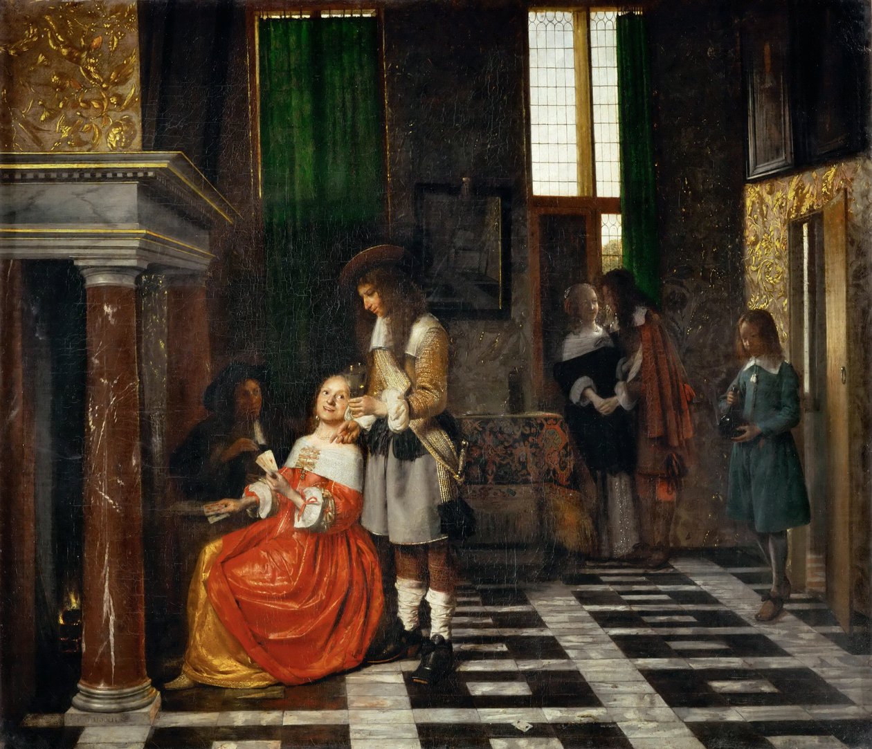 Gösterişli Bir İç Mekanda Kart Oyuncular by Pieter Hooch de
