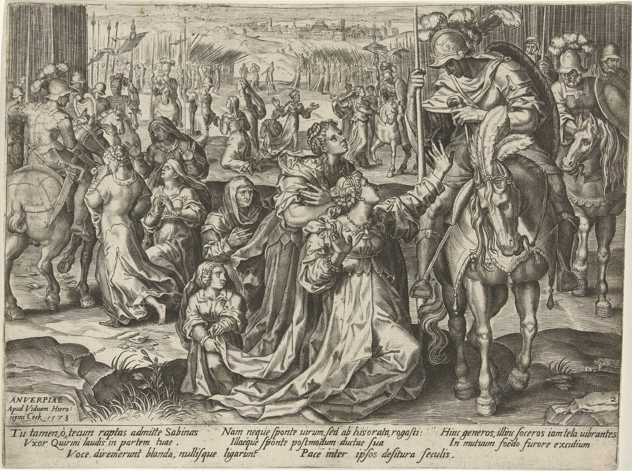 Sabinler ve Romalılar arasındaki uzlaşma Roma tarihinden tasvirler (dizi başlığı) by Pieter Jalhea Furnius