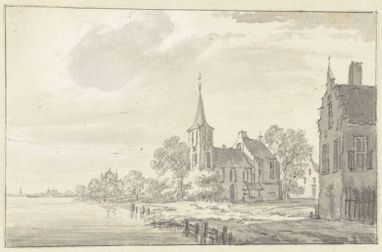 Köy Kilisesi ve Nehir Üzerindeki Evler by Pieter Jan van Liender