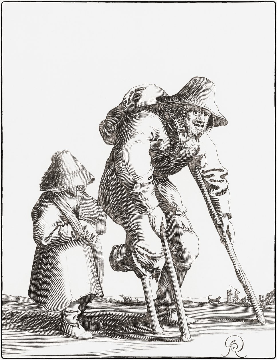 Çocuklu sakat dilenci (gravür) by Pieter Jansz (after) Quast