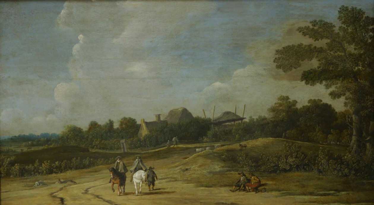 Kumlu Bir Yolda Binicilerle Manzara by Pieter Jansz. Post