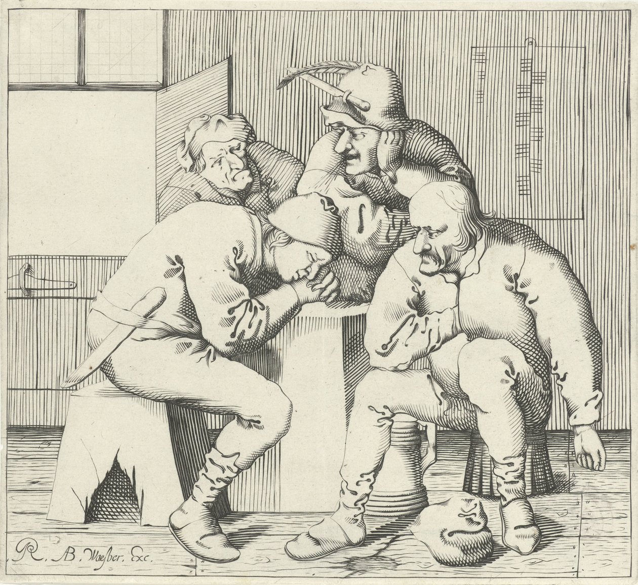Bir masanın etrafında dört adam by Pieter Jansz Quast (possibly)