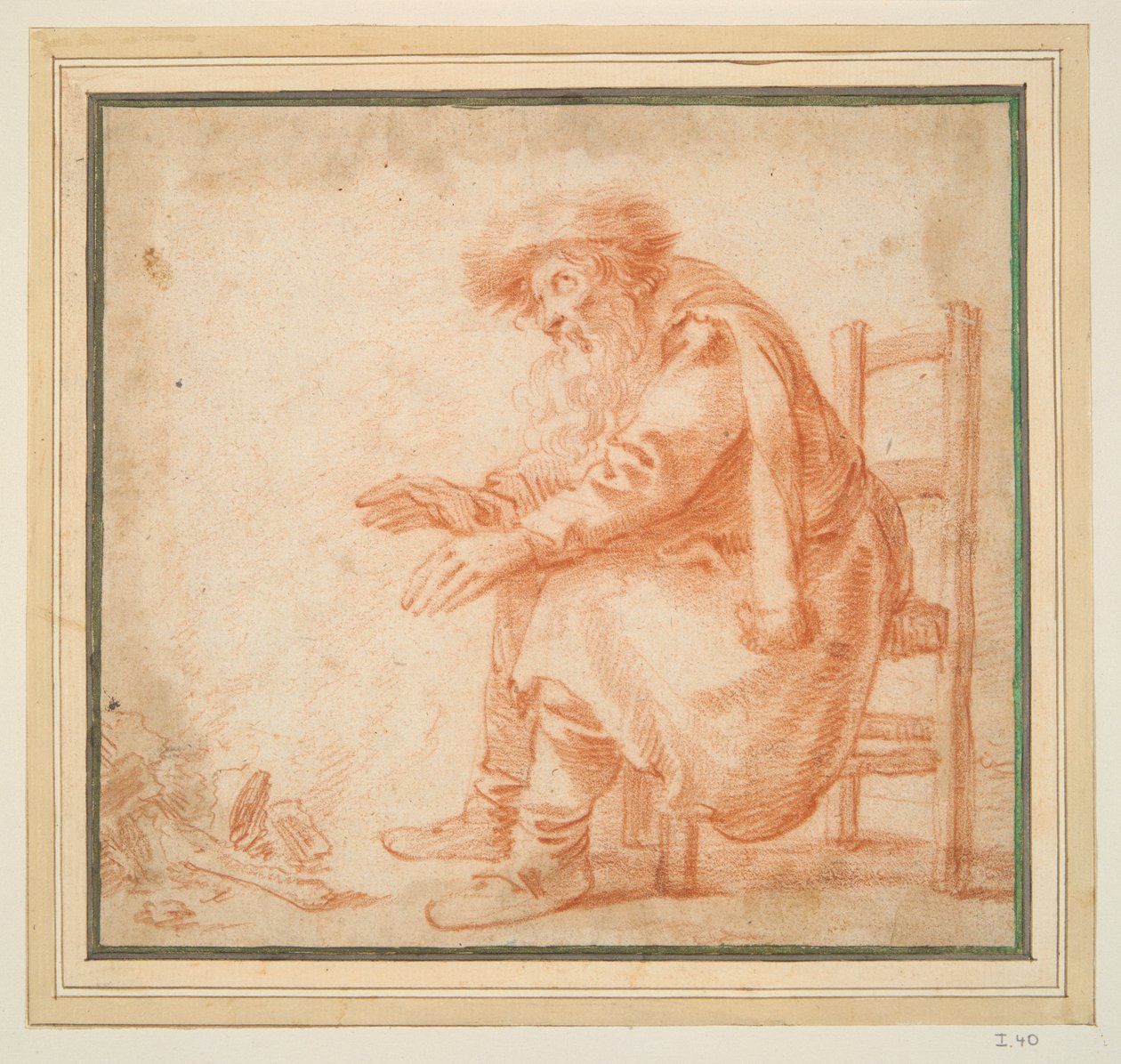 Ateşte ellerini ısıtan yaşlı adam by Pieter Jansz. Quast