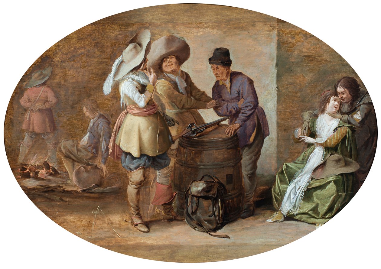 Bir bekçi odasının içi (panel üzerine yağlıboya) by Pieter Jansz. Quast