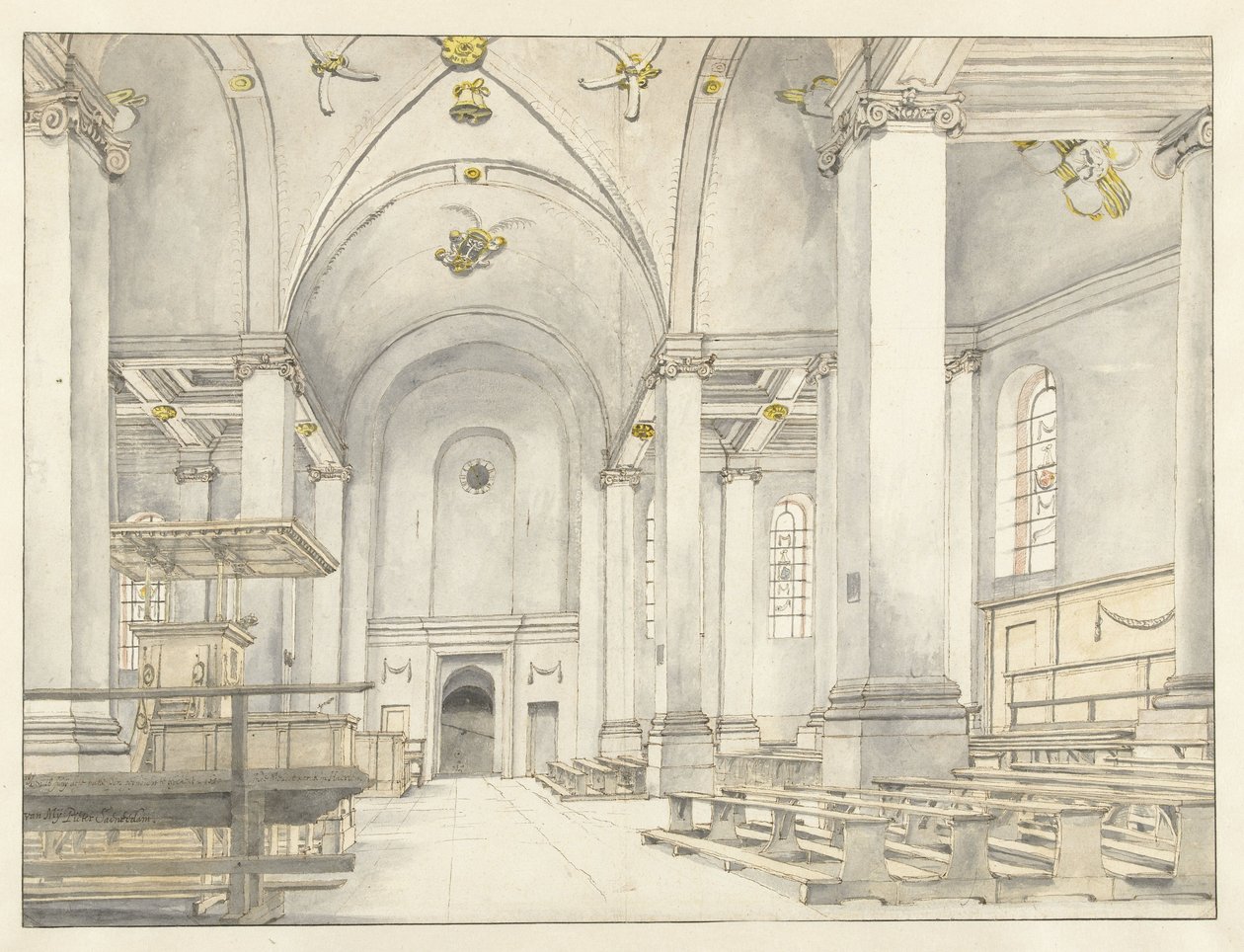 Nieuwe Kerk, Haarlem, Batıya Bakmak Nefinin Görünümü by Pieter Jansz Saenredam