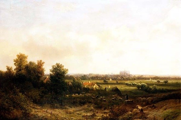 Haarlem yakınlarında bir Çoban ve Sürüsü by Pieter Lodewijk Francisco