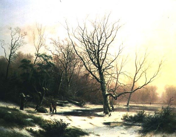 Kış Gün Batımı (tuval üzerine yağlı boya) by Pieter Lodewijk Francisco Kluyver