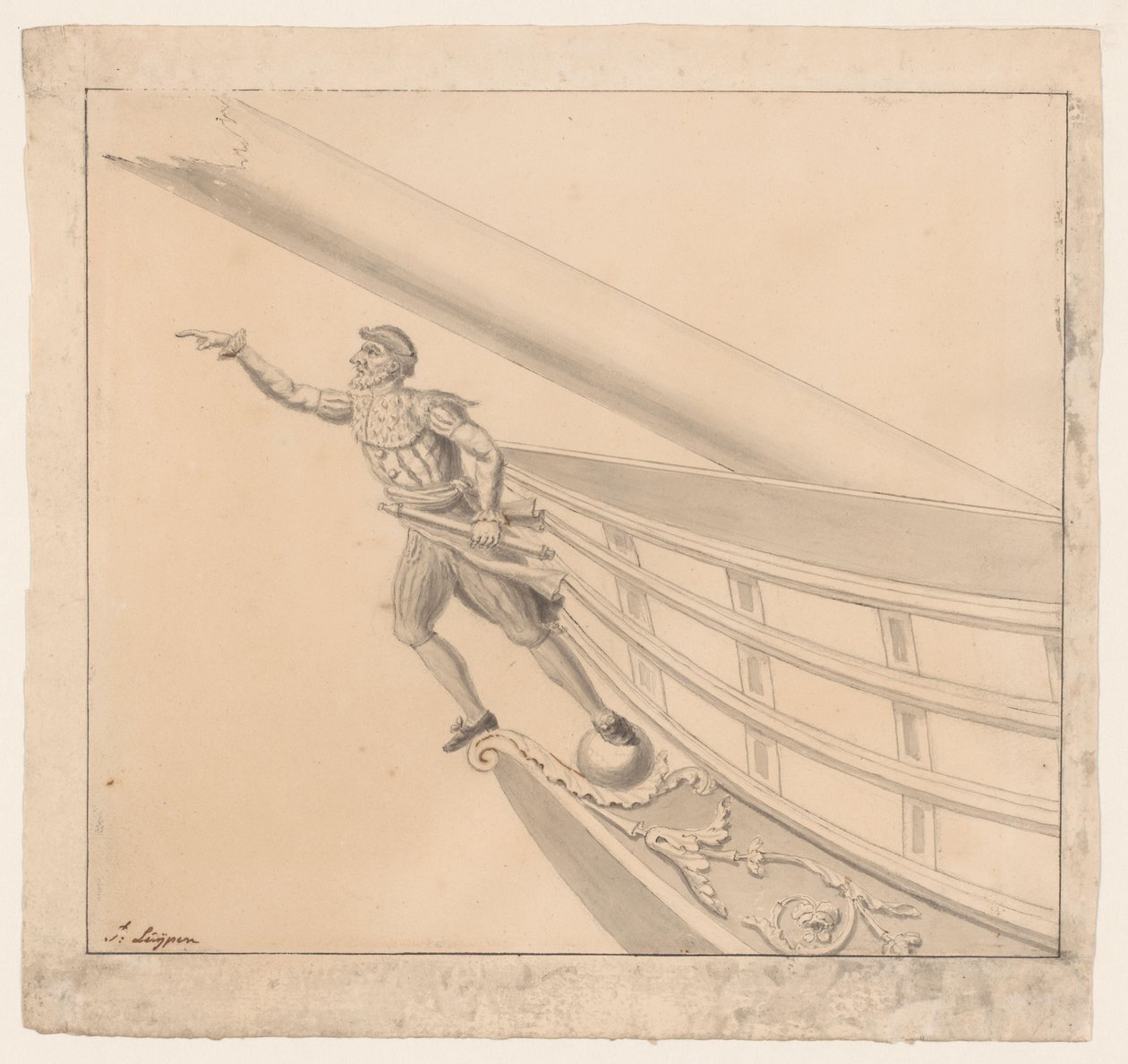 Dürbünlü bir adam figürü by Pieter Luypen (signed by artist)