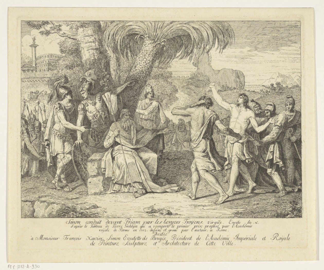 Sinon voor Priam gebracht by Pieter Matthias Godyn