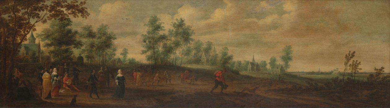 Dans Eden Bir Çift ile Manzara by Pieter Meulener