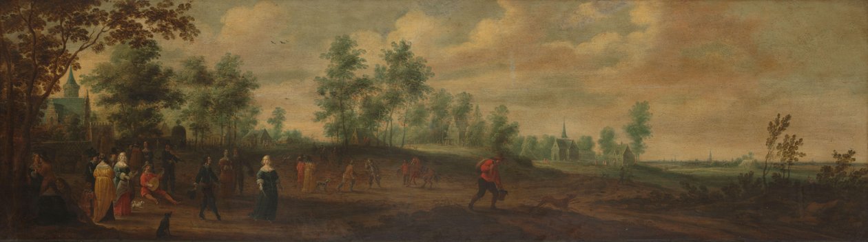 Bir Köy Konağının Dışında Dans Eden Bir Çiftin Manzarası by Pieter Meulener