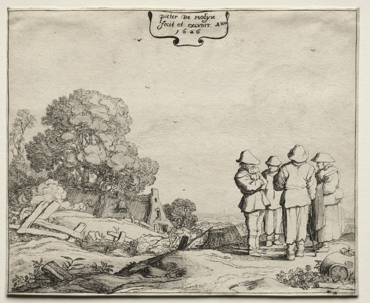 Dört Köylü Sohbetiyle Manzara, 1626. by Pieter Molyn