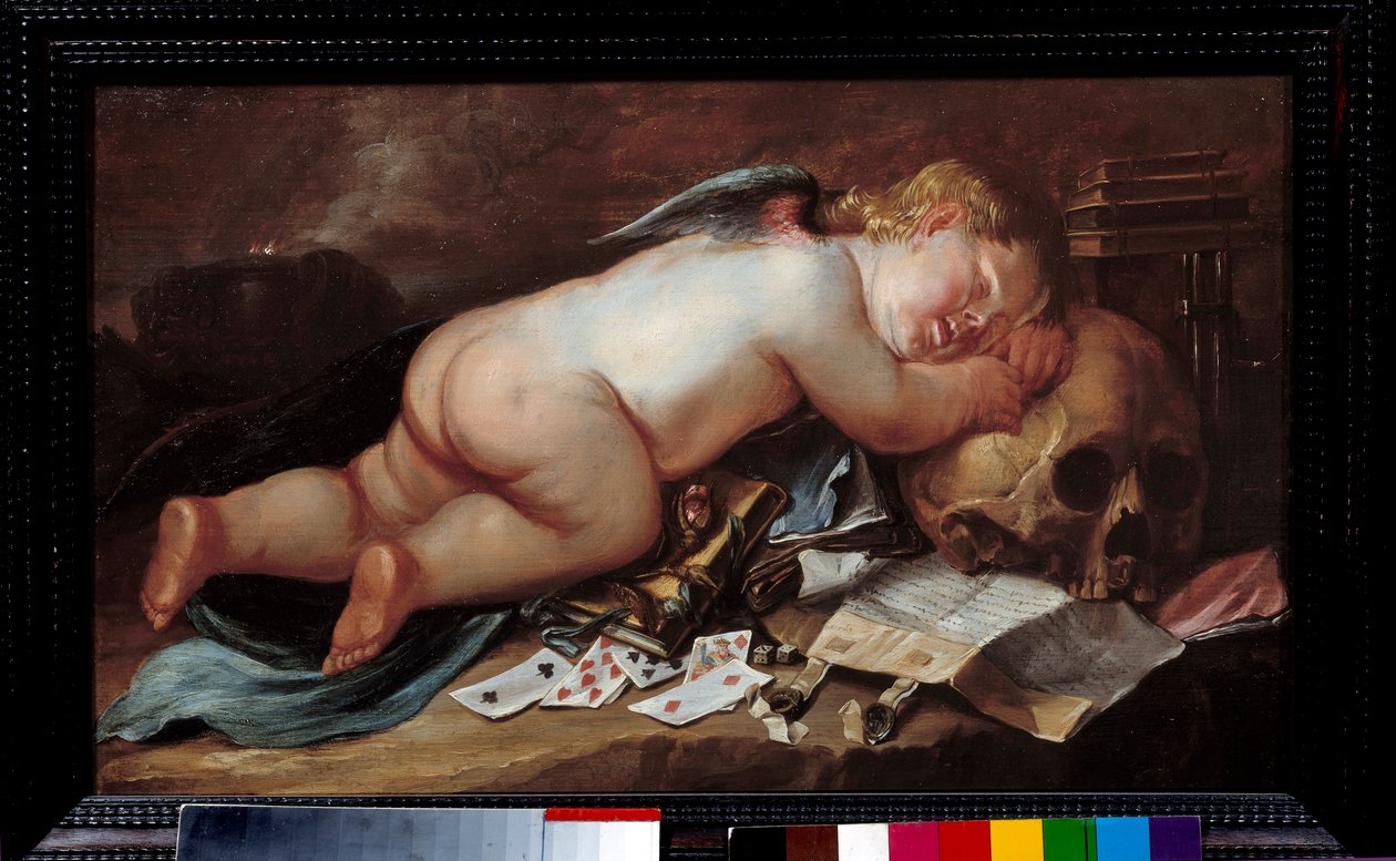 Bir ölümün başında uyumayı seviyorum. Tablo (Vanite) Pieter Moninckx (1606 - 1686) Ec. Alev. by Pieter Moninckx