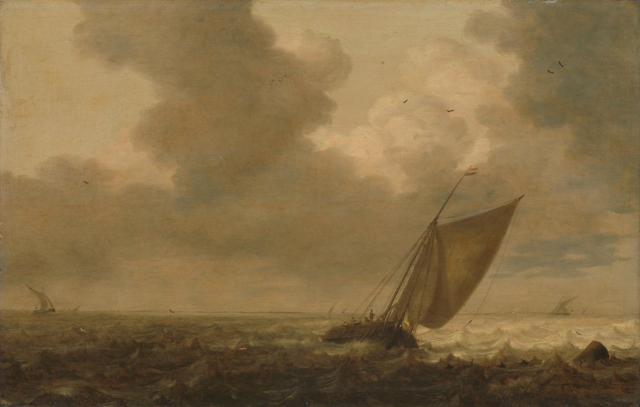 Yelkenlerde rüzgar olan balıkçı teknesi by Pieter Mulier (I)