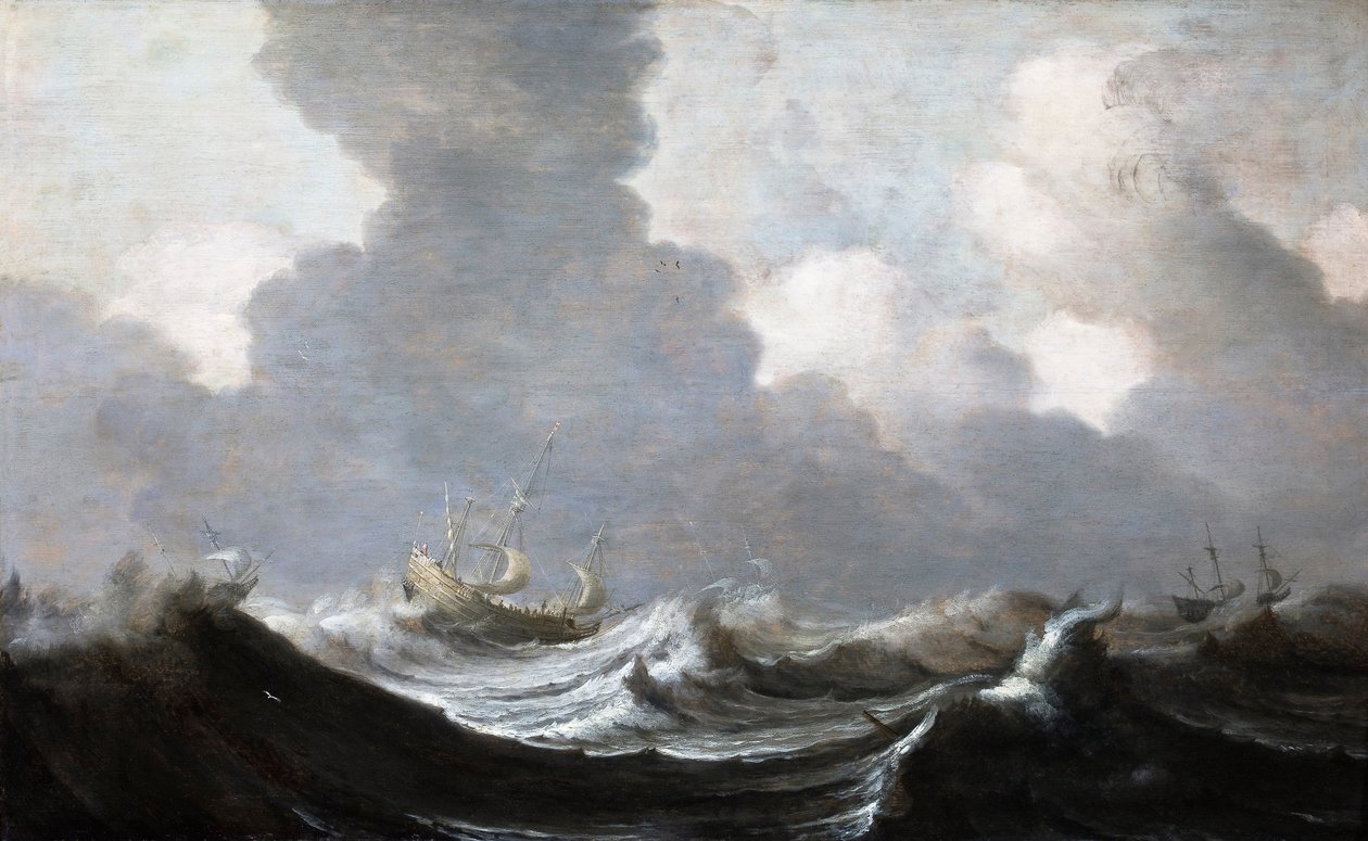 Fırtına Önünde Koşan Dört Gemi, 1630 by Pieter Mulier the Elder