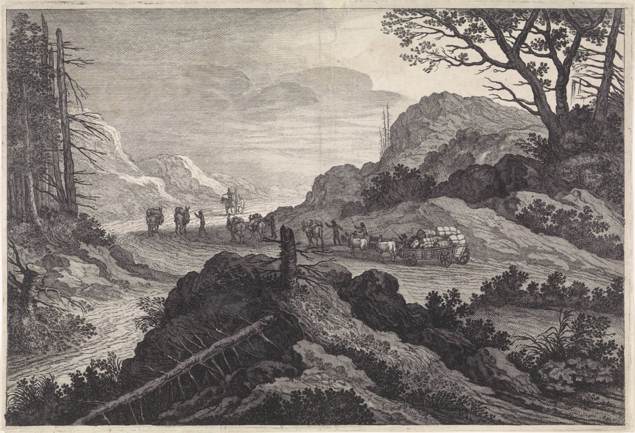 Bir yolda katır paketi Manzaralar (dizi başlığı) by Pieter Nolpe