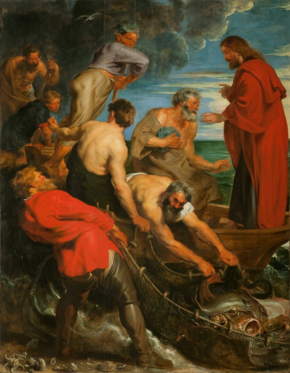 Üç Parçalı Balıkların Mucizevi Taslağı, orta panel, 1618-1619. by Pieter Paul Rubens