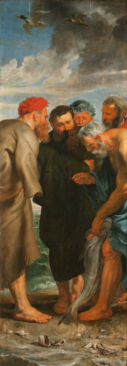 Üçlü Balıkların Mucizevi Taslağı, sol panel, 1618-1619. by Pieter Paul Rubens