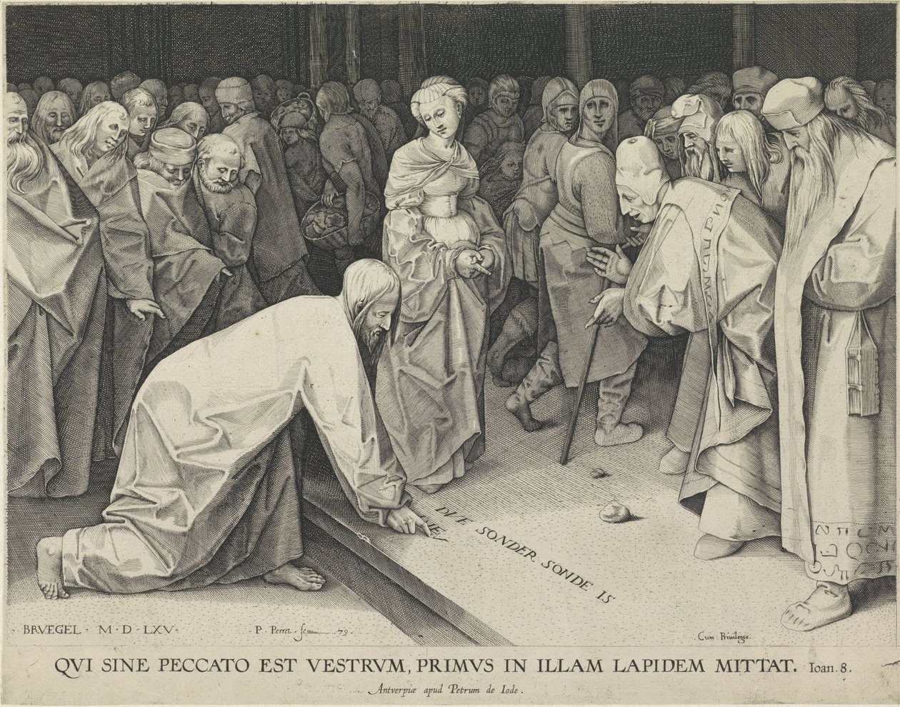 İsa ve zinayla alınan kadın by Pieter Perret