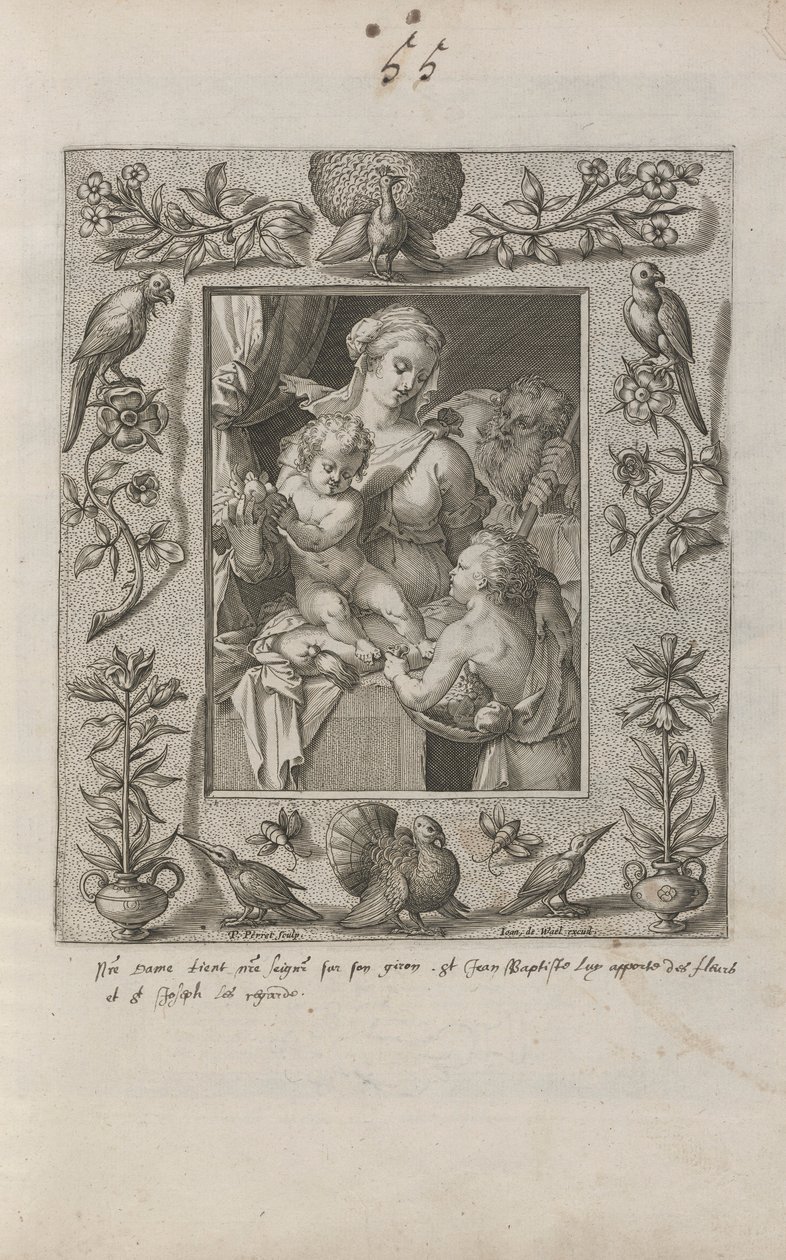 Genç Aziz John the Baptist ile Kutsal Aile, ayrıntılı bir çerçevede by Pieter Perret