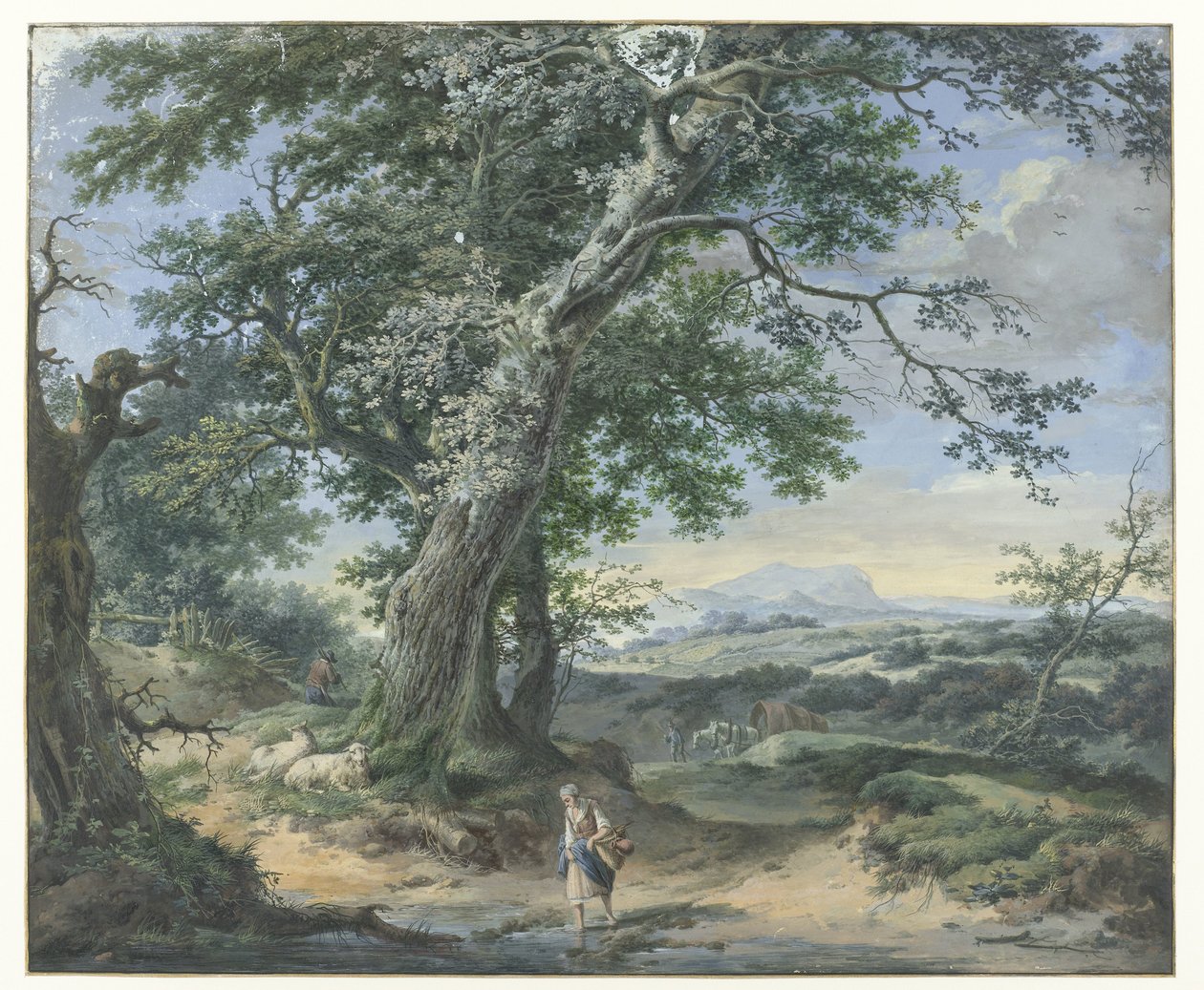 Ağır ağaçlar ve insan tozu ile tepelik manzara by Pieter Pietersz. Barbiers