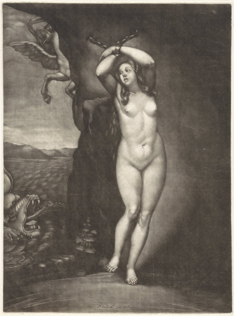 Andromeda kayaya zincirlenmiş by Pieter Schenk (I)