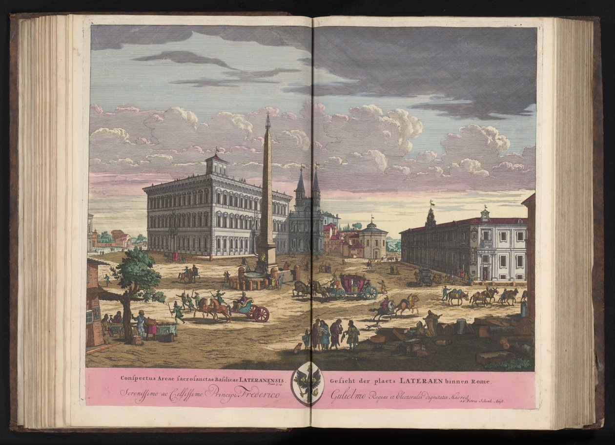 Gezicht op het Lateraan, Roma'da Sint-Jan van Lateranen ile bir araya geldi by Pieter Schenk (I)