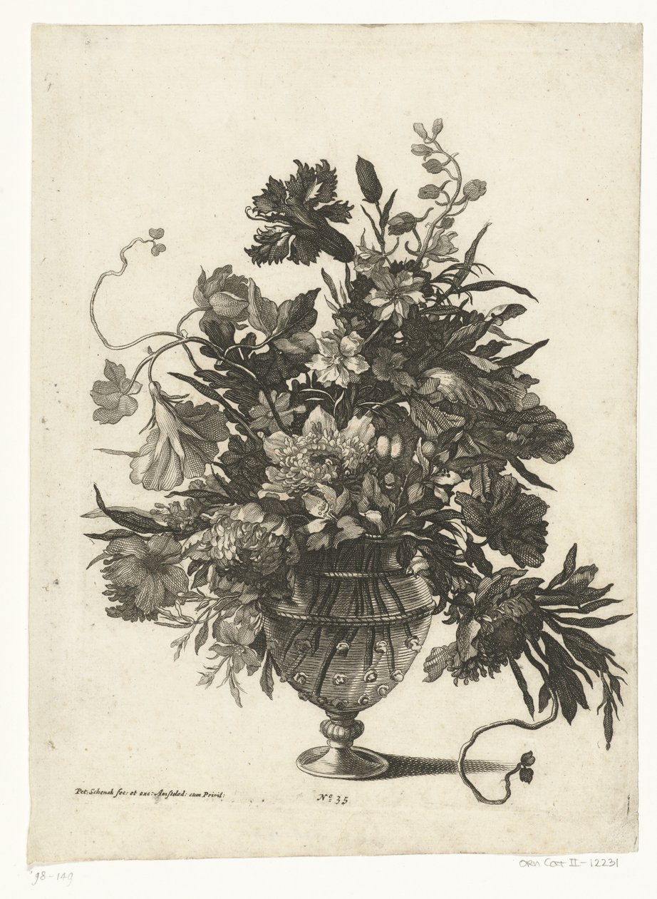 Çiçekli cam vazo Çiçek buketli vazolar (seri başlığı) by Pieter Schenk (I)
