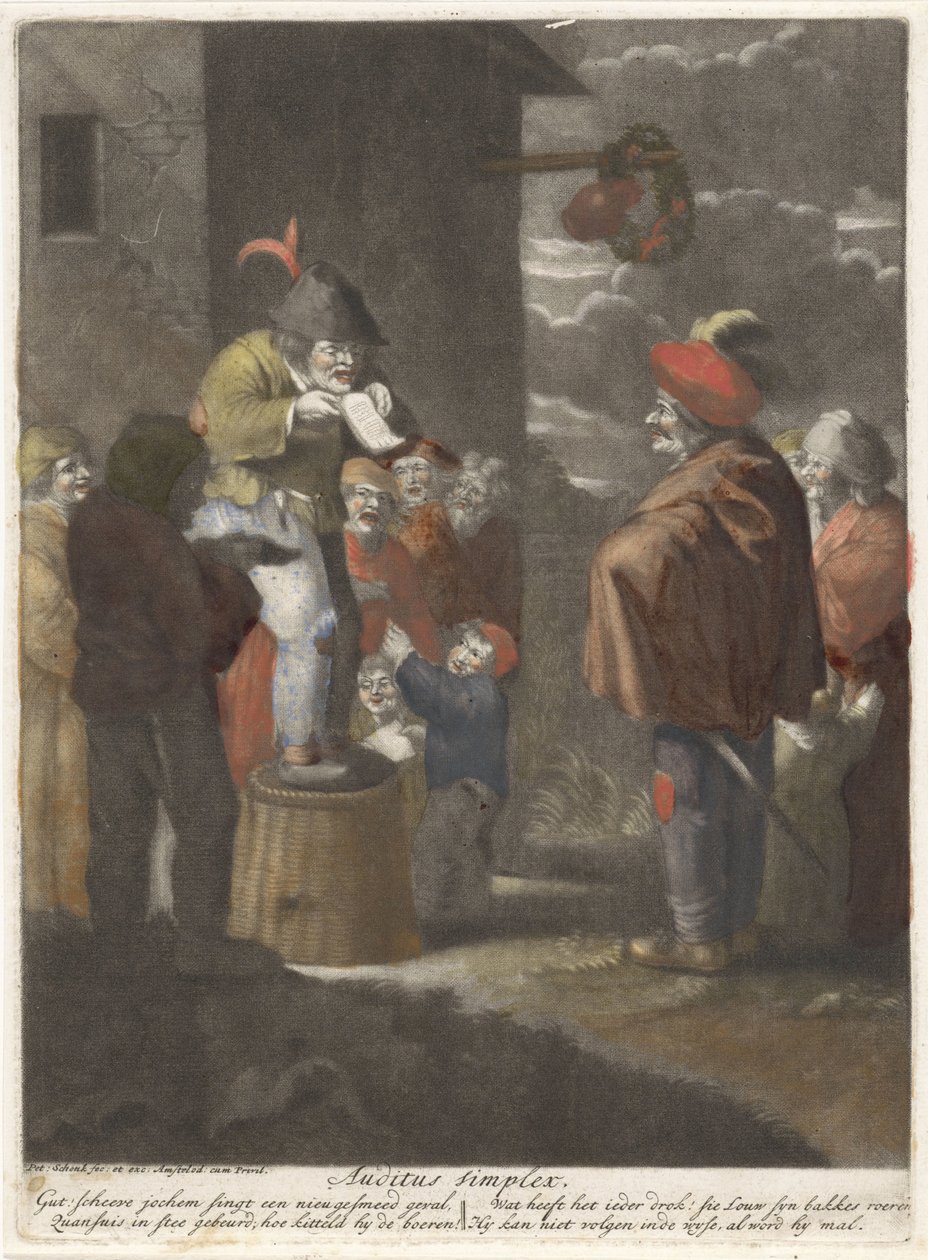 duruşma Auditus simpleks (nesne üzerindeki başlık) Beş duyu (dizi başlığı) by Pieter Schenk (I)