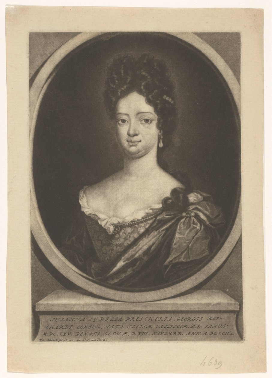 Portret van Susanna Sibylla Reichardt by Pieter Schenk (I)