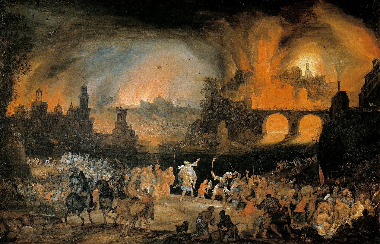 Truva şehrinin yakılması. Pieter Schoubroeck