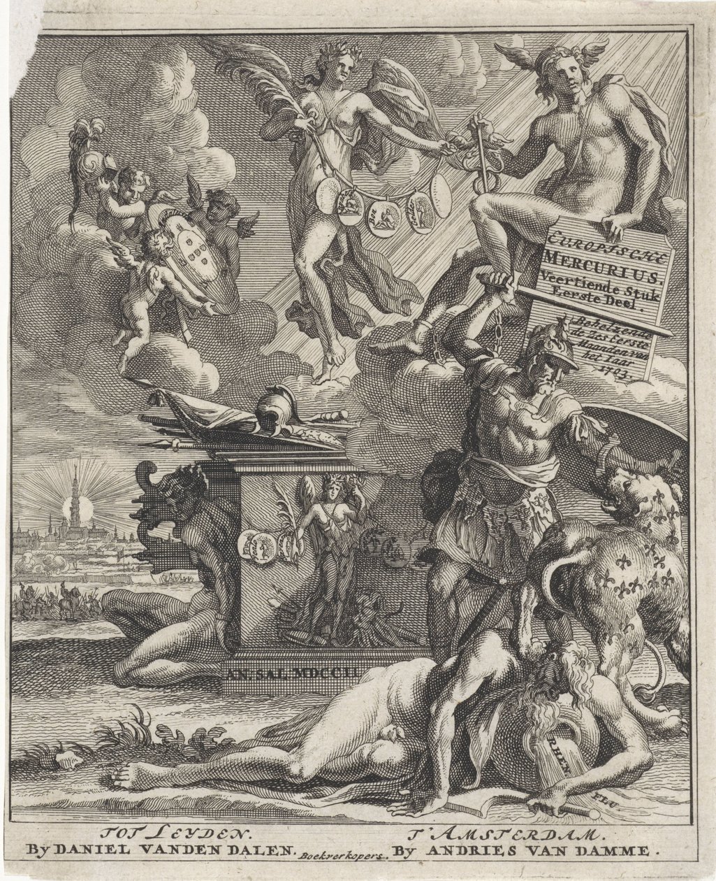 Başlık sayfası: Avrupa Merkür, 14. kısım, 1. kısım, 1703 by Pieter Sluyter