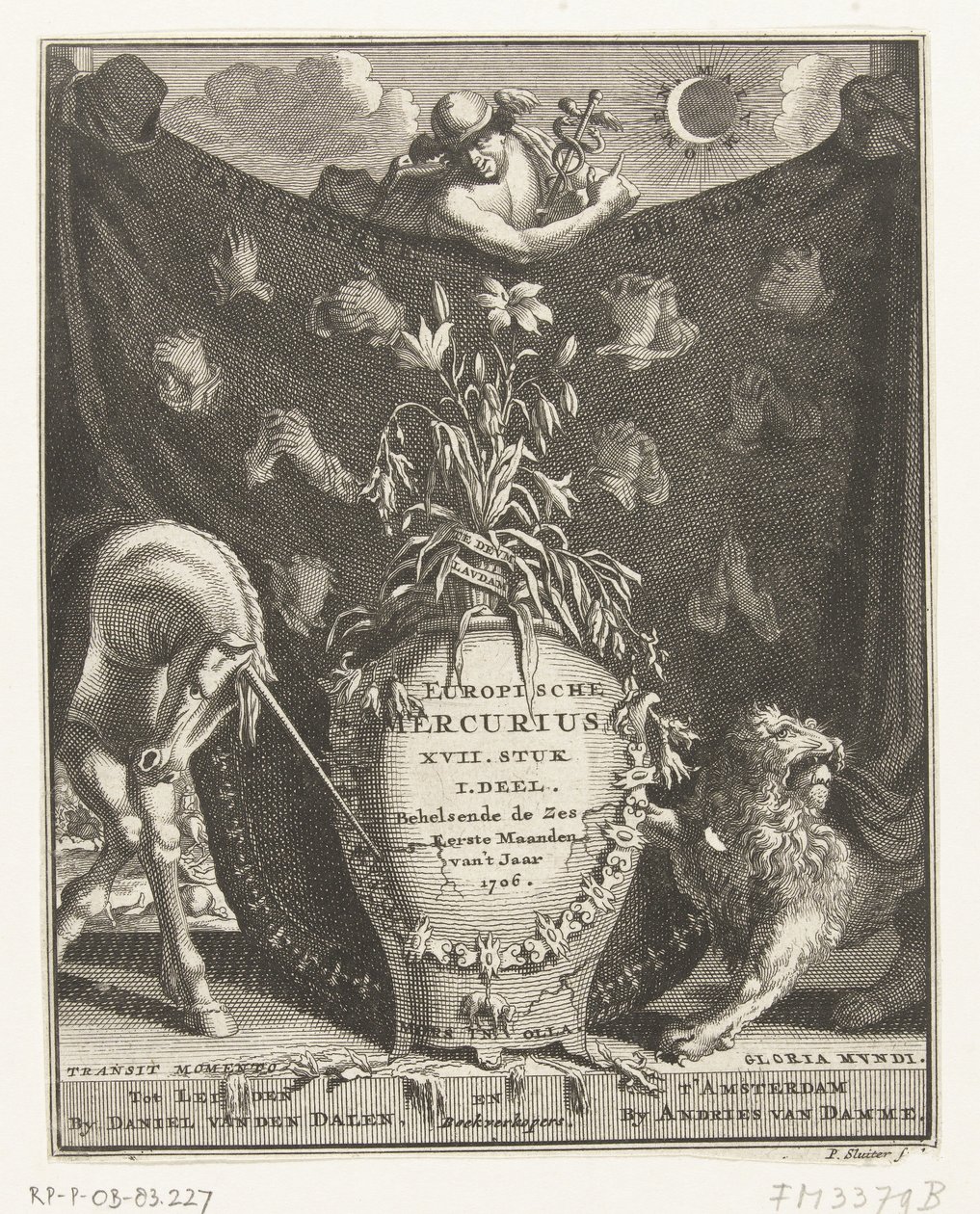1706 yılı için Avrupa Merkür için başlık sayfası by Pieter Sluyter