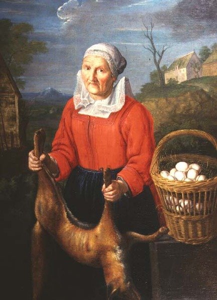 Ölü Tilki ile Yaşlı Bir Kadın by Pieter Snyers