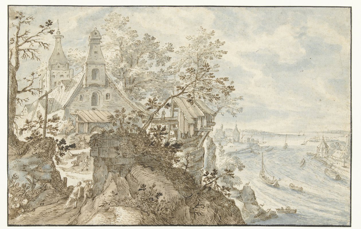 Solda bir şapel ile nehir by Pieter Stevens (I)