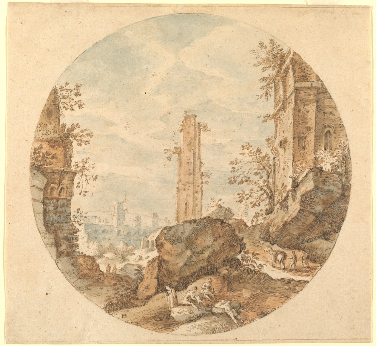 Roma Harabeleri Arasında Gezginler by Pieter Stevens