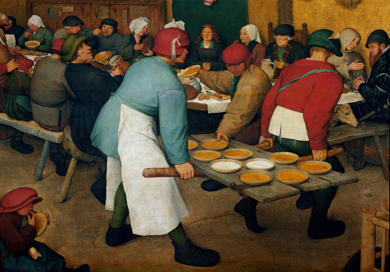 Balayı detayı. Bir tepside tabaklar. Pieter Bruegel (veya Bruegel veya Brueghel veya Brueghel) tarafından yapılan resim, eski (1525-1569) söyledi. by Pieter Bruegel the Elder