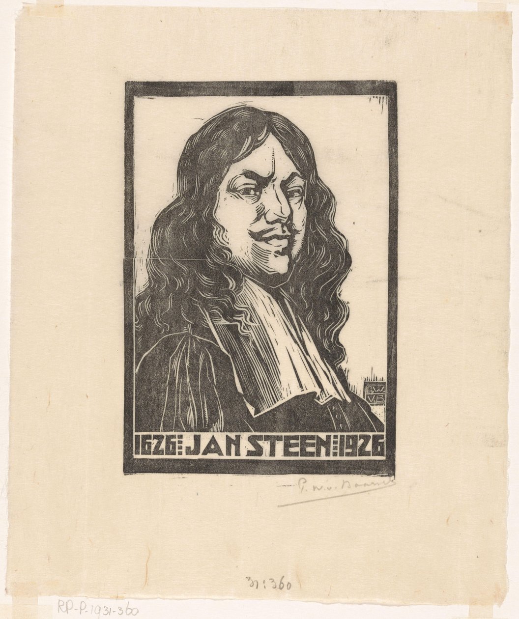 Jan Steen'in portresi (nesne üzerindeki başlık) by Pieter Willem van Baarsel (signed by artist)