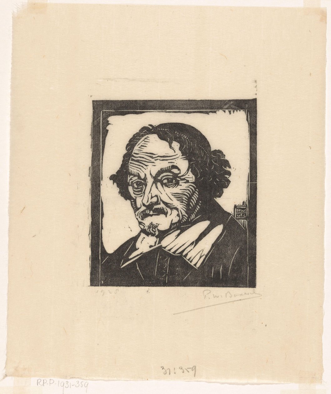 Joost van den Vondel'in portresi by Pieter Willem van Baarsel (signed by artist)