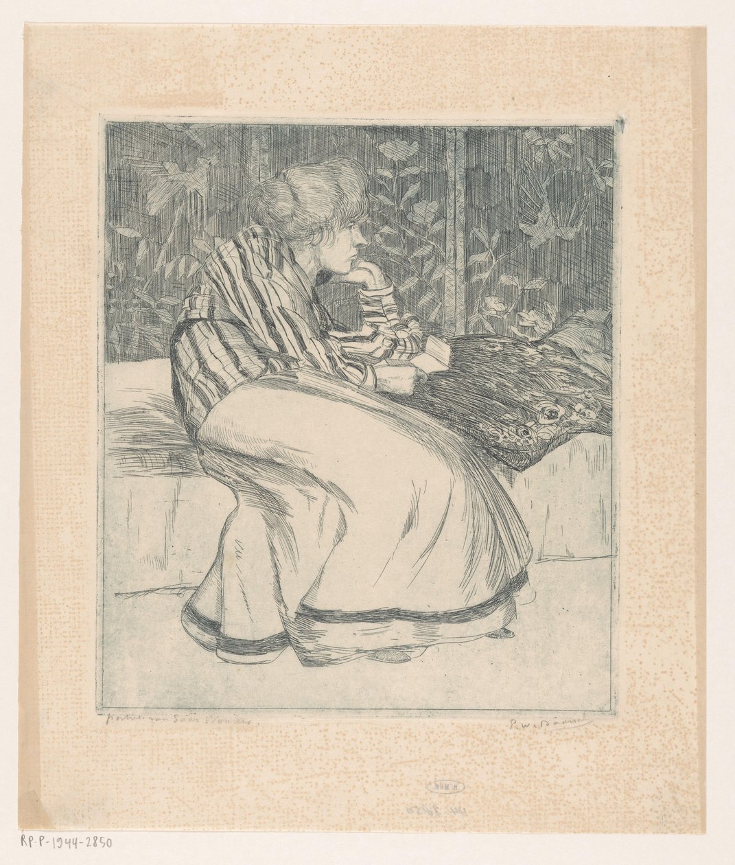 Saar Wouters'ın Portresi by Pieter Willem van Baarsel (signed by artist)