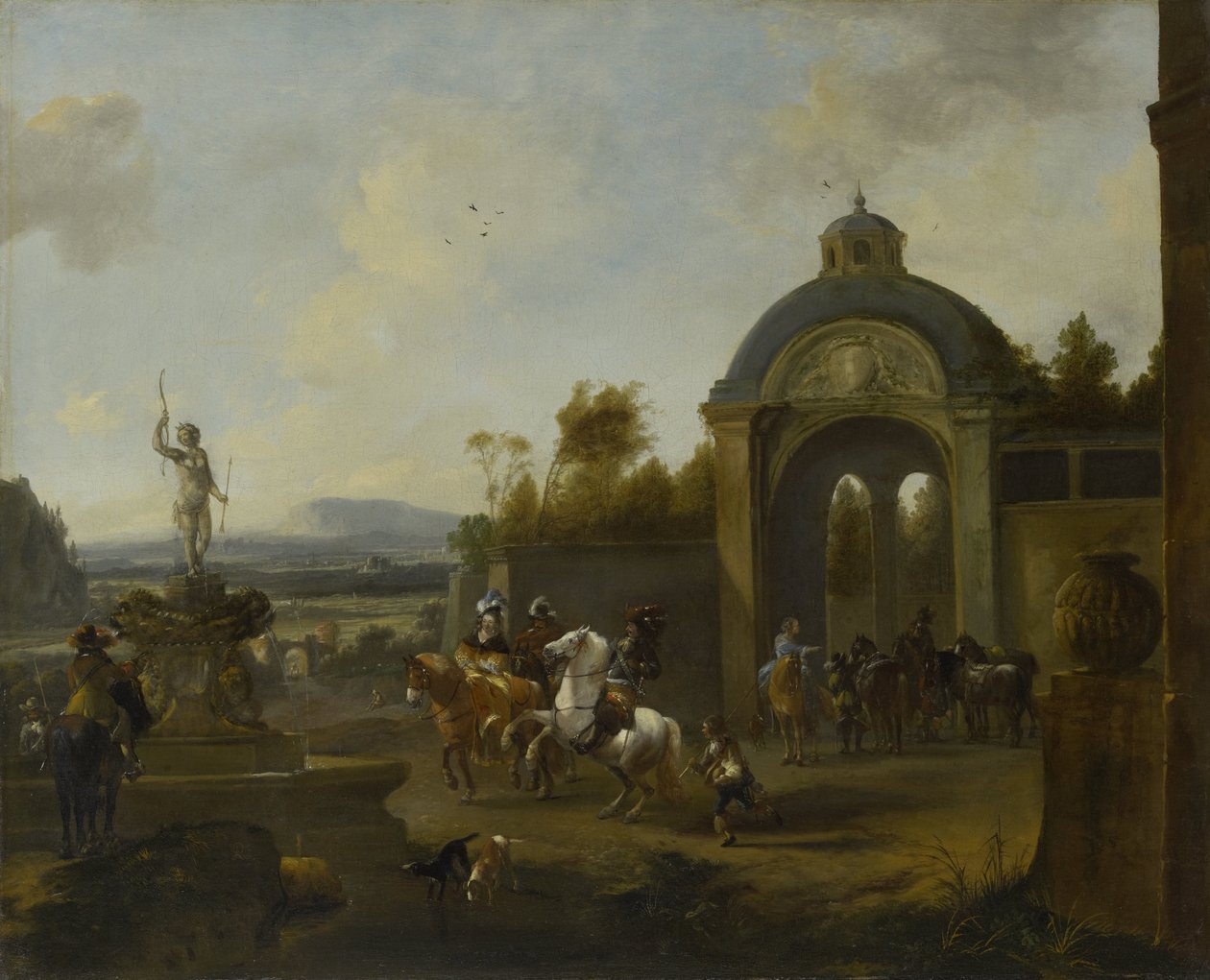 Çeşmede Avcılık Partisi by Pieter Wouwerman