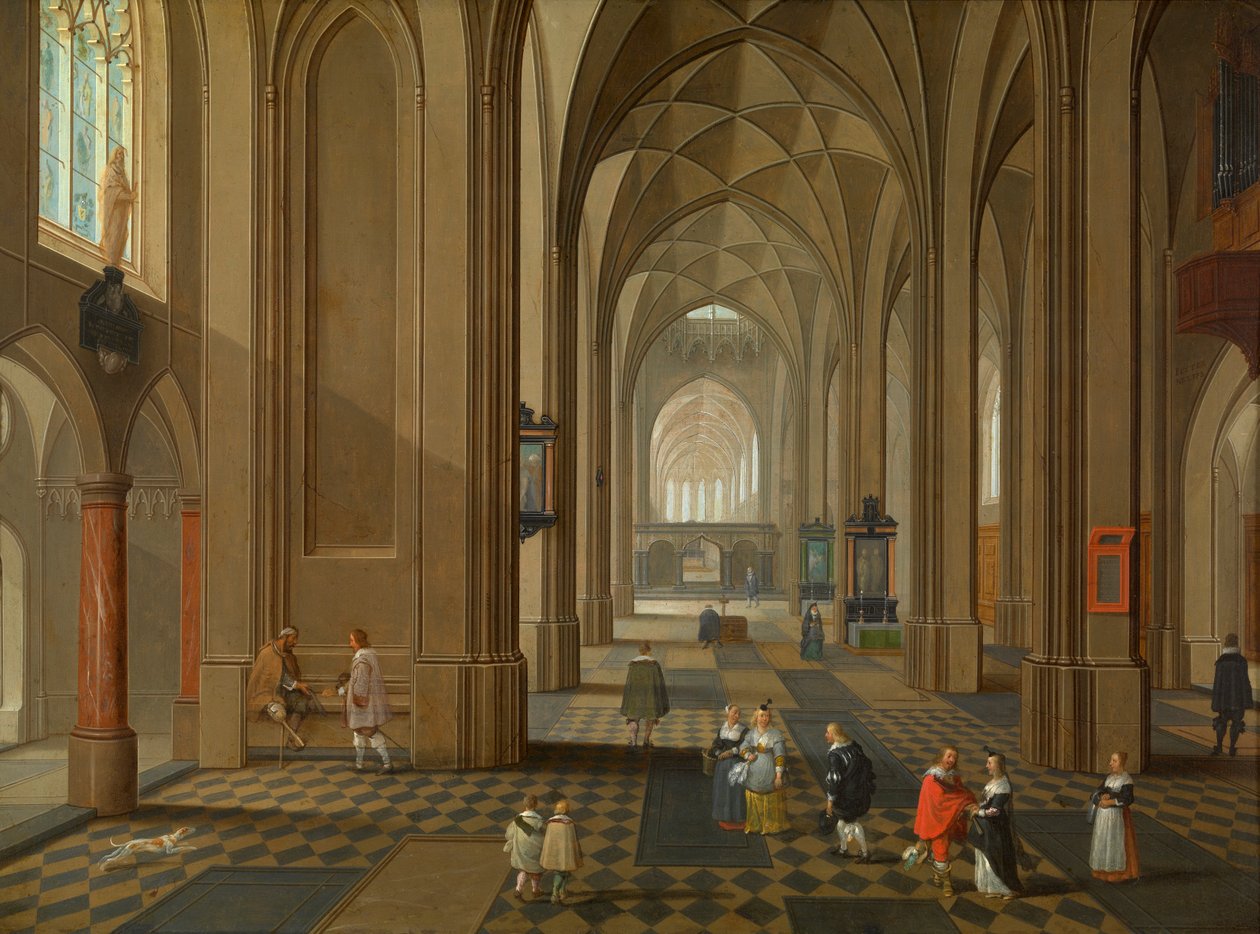 Bir Kilisenin İçi (petrol bakırı) by Pieter and Coques Gonzales (1614 84) Neefs II