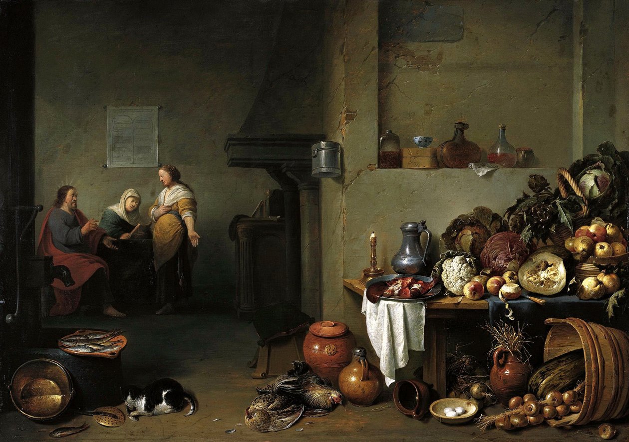 Martha ve Meryem Evinde Mesih by Pieter de Bloot