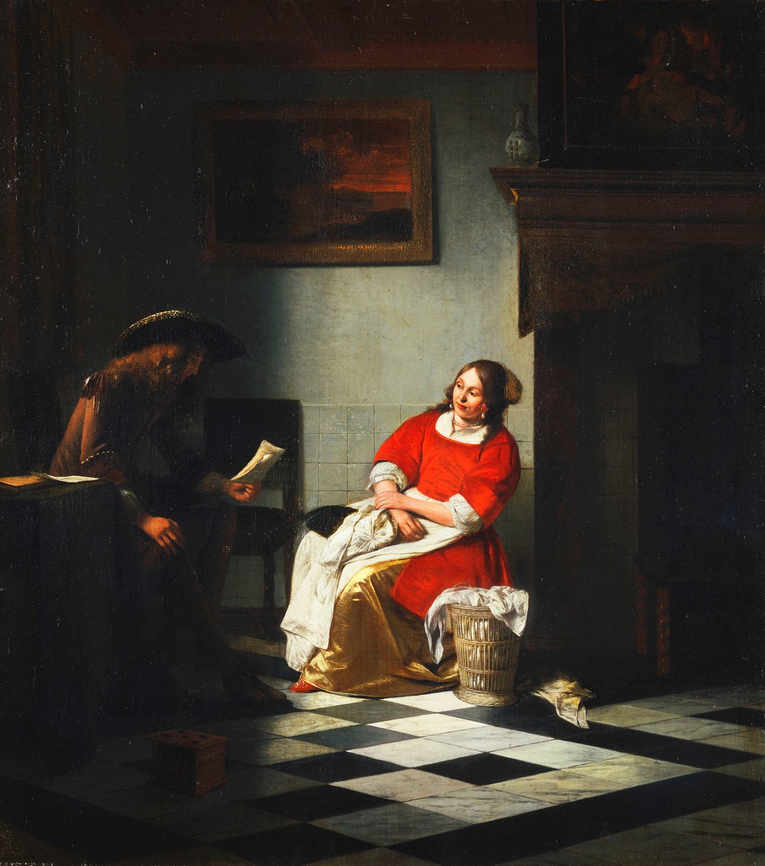 Karısına Mektup Okuyan Bir Beyefendi by Pieter de Hooch