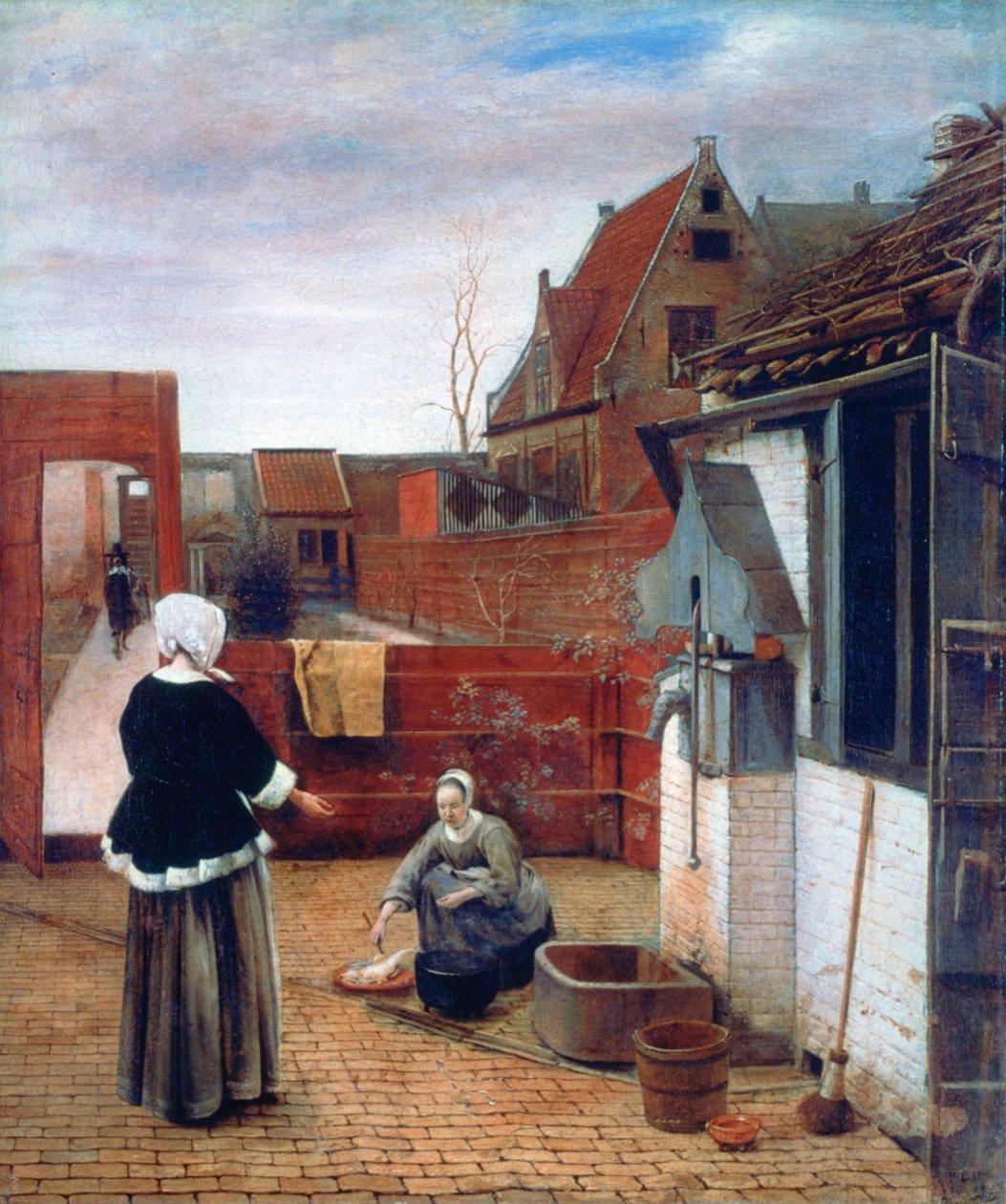 Avluda Bir Kadın ve Bir Hizmetçi, c1660-1661 by Pieter de Hooch