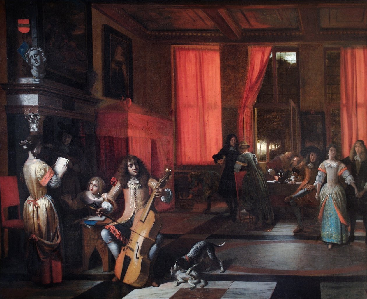 Müzikli bir parti, 1675 dolayları (tuval üzerine yağlıboya) by Pieter de Hooch