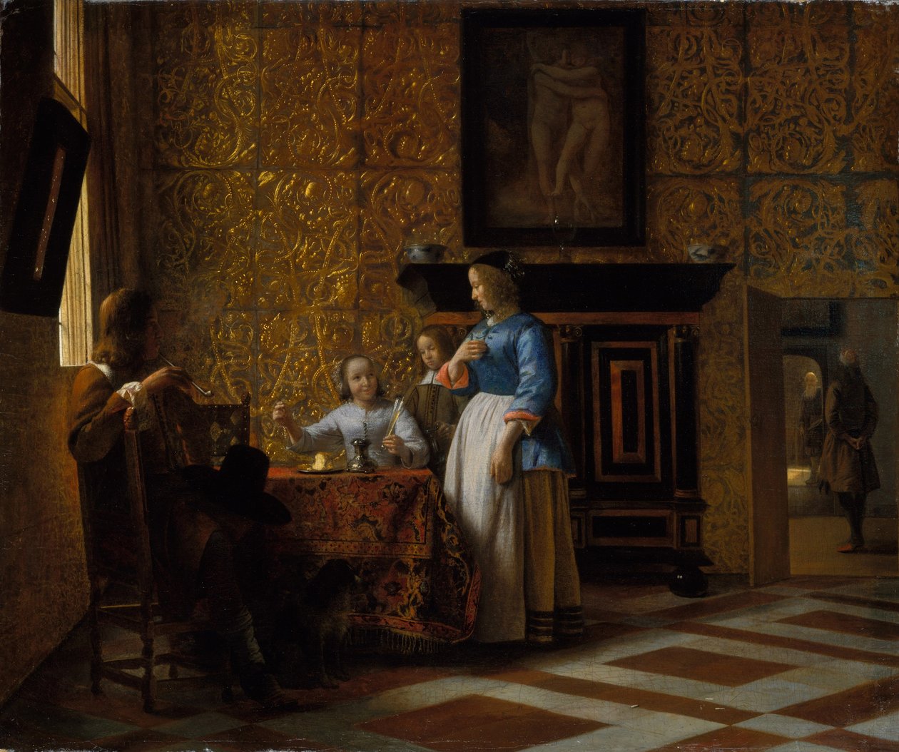 Zarif bir ortamda boş zaman, c.1663-65 (tuval üzerine yağlı boya) by Pieter de Hooch