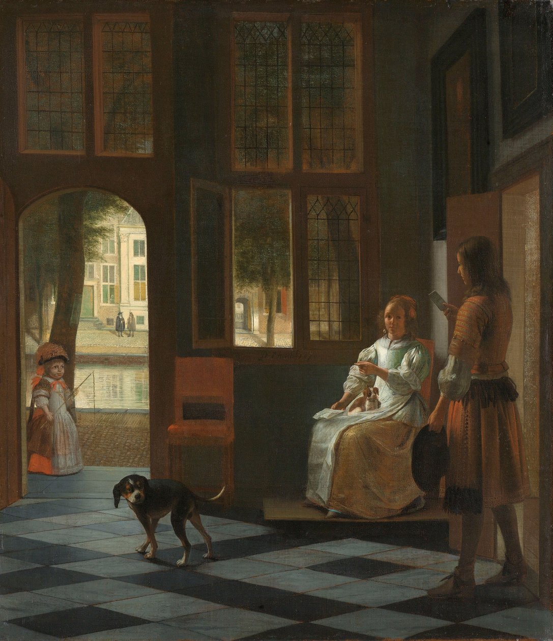 Bir Evin Giriş Salonunda Bir Kadına Mektup Veren Adam, 1670 by Pieter de Hooch