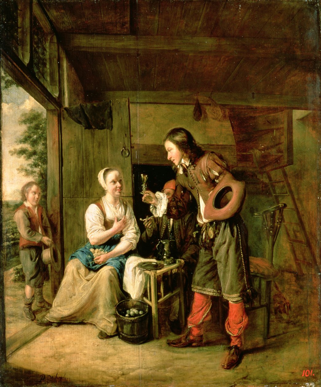 Savaşçı ve Hizmetçi, 1653 by Pieter de Hooch