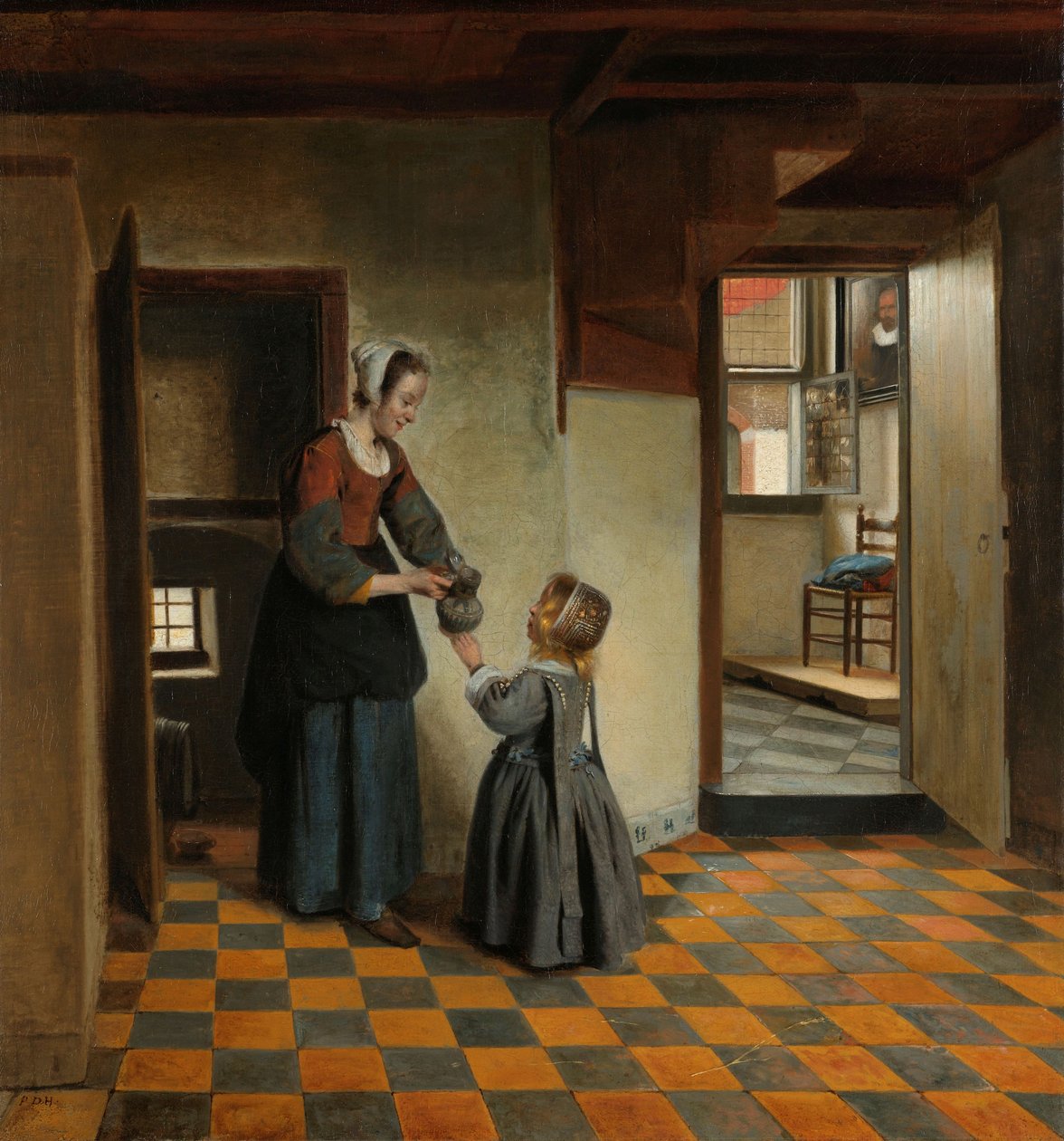 Kilerde Çocuğu Olan Kadın, 1656-60 dolayları (tuval üzerine yağlı boya) by Pieter de Hooch